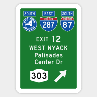 New York Thruway Southbound Exit 12: West Nyack Palisades Center NY Rte 303 Sticker